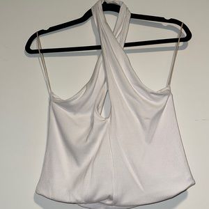 Aritzia White Criss Cross Cropped Tank